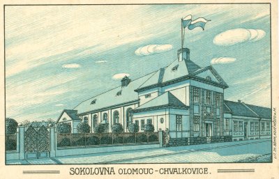 Sokol Olomouc Chválkovice, dobová pohlednice (Zdroj: archiv ČOS)