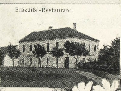 původní Brázdilův restaurant na záběru z roku 1906; zdroj: http://mim.cemotel.cz