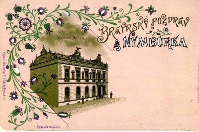 Nymburská sokolovna na dobové pohlednici, zdroj: archiv ČOS