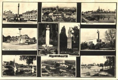 pomník mezi nymburskými pamětihodnostmi na staré pohlednici; zdroj: http://www.kouzlostarychpohlednic.wz.cz/