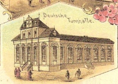 kresba budovy tělocvičny, konec 19. století (zdroj: spoluhraci.cz)