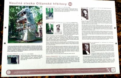 Informační panel k naučné stezce Olšanské hřbitovy