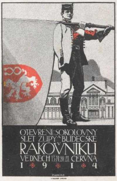 plakát k slavnostnímu otevření sokolovny, rok 1914 (zdroj: Kronika Královského města Rakovník 1836–1962)