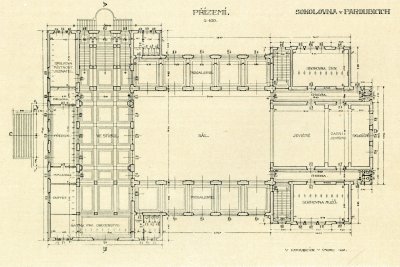 Plán na stavbu pardubické sokolovny, zdroj: Památník Sokola pardubického, 1923, knihovna ČOS