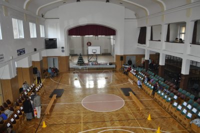 Interiér sokolovny v Přelouči. Zdroj: internetové stránky T. J. Sokol Přelouč, citováno 26. 2. 2018, viz: https://sokol-prelouc.webnode.cz/fotogalerie/