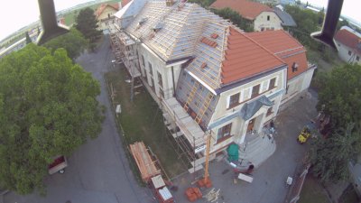 výměna střechy, foceno z ptačí perspektivy