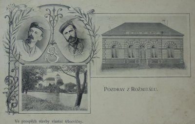 pohlednice ve prospěch stavby zdejší sokolovny; rok 1902