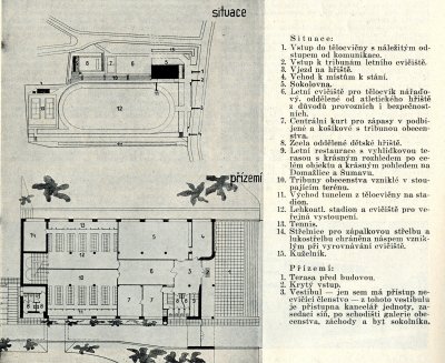 Ukázka části plánu domažlické sokolovny, zdroj: časopis Sokol 1936