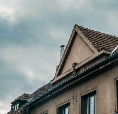 Boční štít s patrnou siluetou sokola, foto: Jitka Barešová
