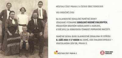 Pozvánka na slavnostní odhalení desky