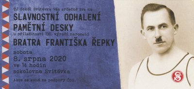 Pozvánka na slavnostní odhalení pamětní desky (zdroj: archiv ČOS)