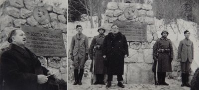 Zimní sletové hry 1938, vlevo br. starosta Bukovský, vpravo ministr Zadina