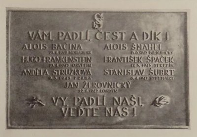 scan pozvánky na slavnostní odhalení desky, rok 1947