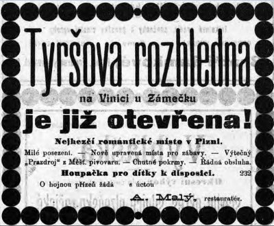 insert z Plzeňských listů, 1905 (zdroj: kramerius.nkp.cz)